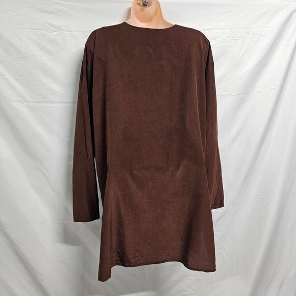 Diane Von Furstenberg Button Up Brown Satin Silk Top Blouse Shirt Women Size L - Picture 8 of 13